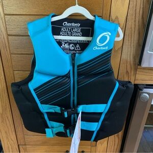 Overton women flex fit life vest-large-black/turquoise